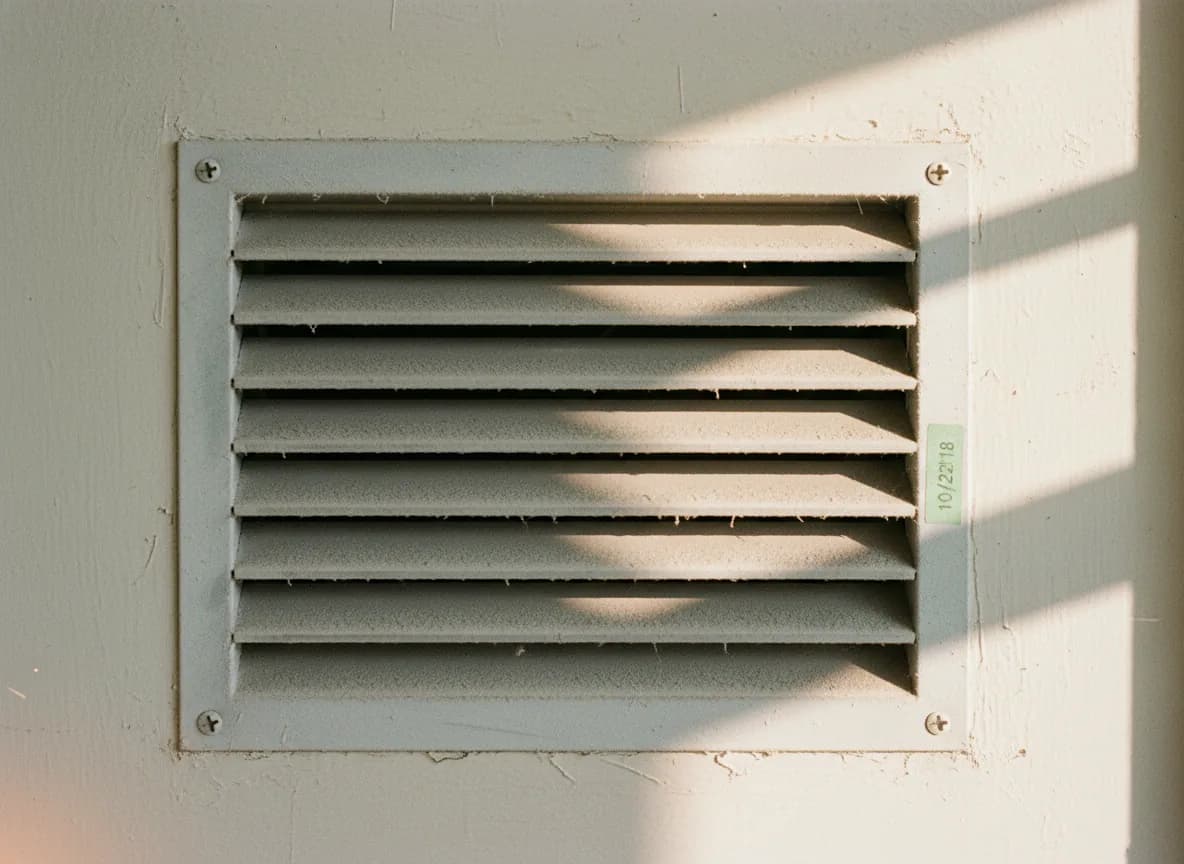 Rejilla de ventilación con polvo intacto, sistema que funciona sin intervención como la reportería automatizada